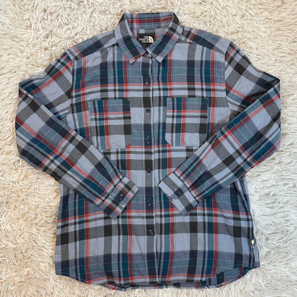 The North Face Tops - The North Face Women’s Blue and Red Plaid Long Sleeve Button Up Shirt - Medium